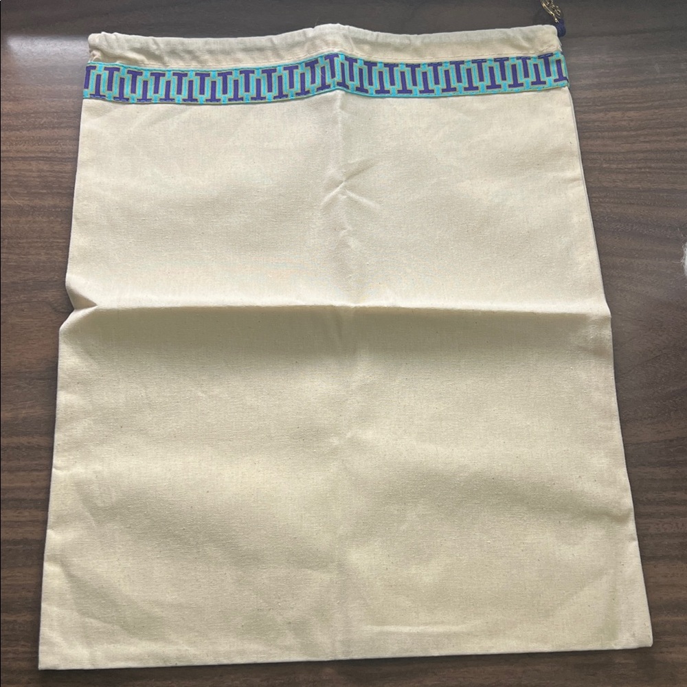 Tory Burch NWOT Geometric Trim Drawstring Shoe Dust Bag
